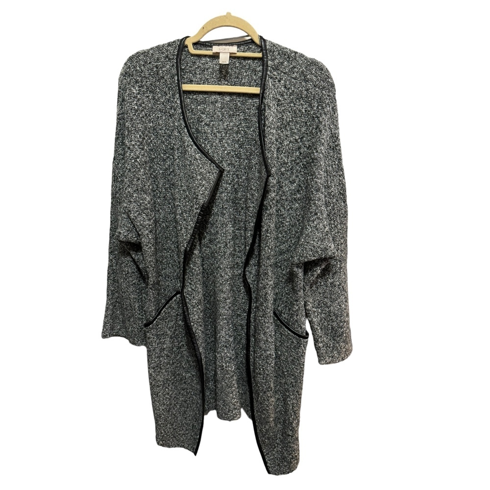 LOFT - Longer Length, Shawl Collar Black / Grey Heather Cardigan - Size XS/S